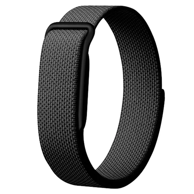 For Google Fitbit Air Watch Strap Nylon Woven Loop Adjustable Magic Tape Replacement Wrist Band - Obsidian