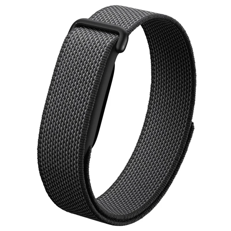For Google Fitbit Air Watch Strap Nylon Woven Loop Adjustable Magic Tape Replacement Wrist Band - Obsidian