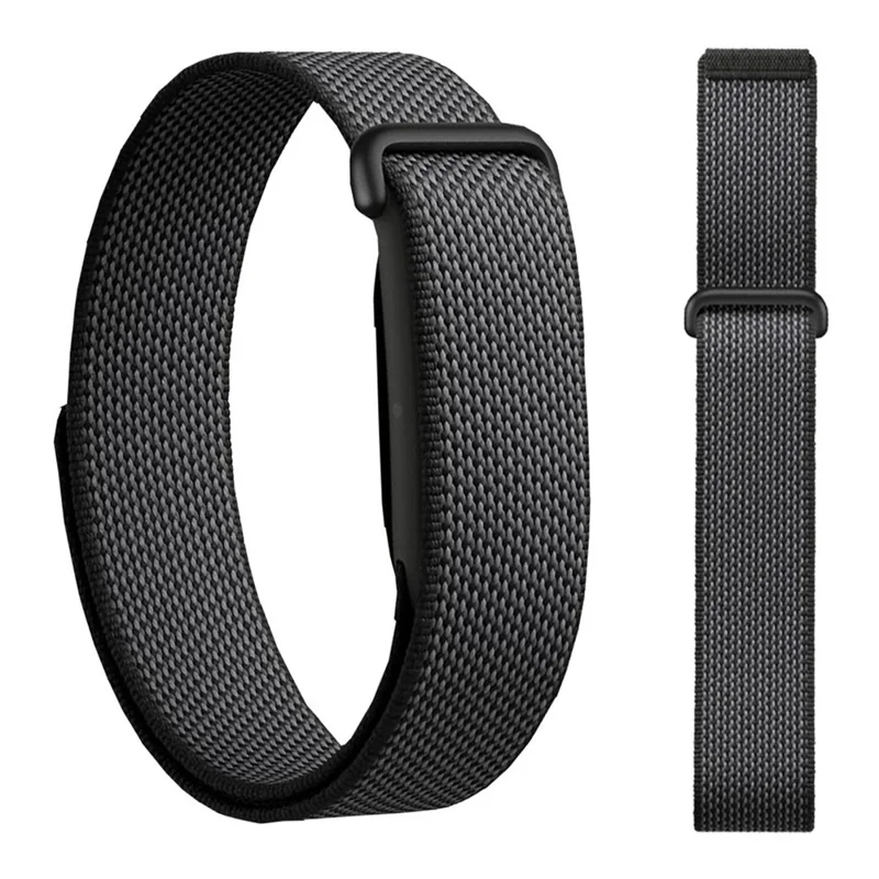 For Google Fitbit Air Watch Strap Nylon Woven Loop Adjustable Magic Tape Replacement Wrist Band - Obsidian