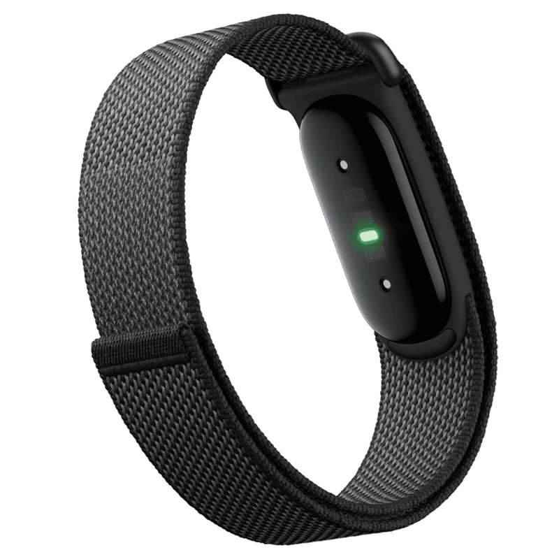 For Google Fitbit Air Watch Strap Nylon Woven Loop Adjustable Magic Tape Replacement Wrist Band - Obsidian