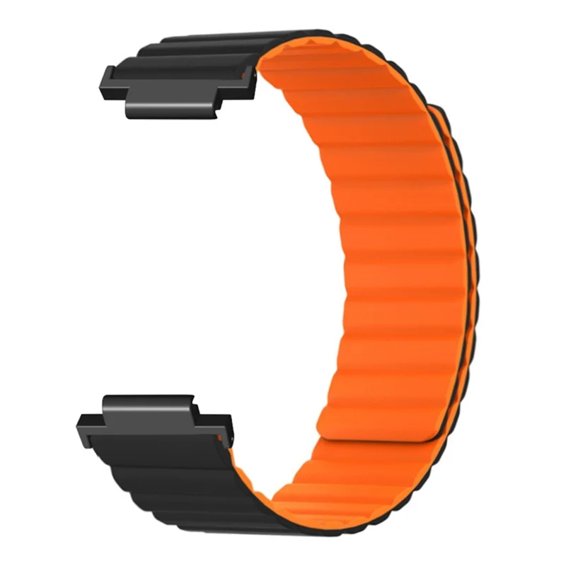 For Garmin CIRQA Smart Band Watch Bracelet Soft Silicone Magnetic Strap - Black+Orange