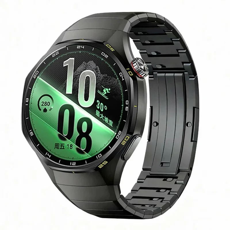 For Huawei Watch 6 Pro 46mm Band Quick Release Links Button Spring Bar Titanium Alloy Watch Strap - Black
