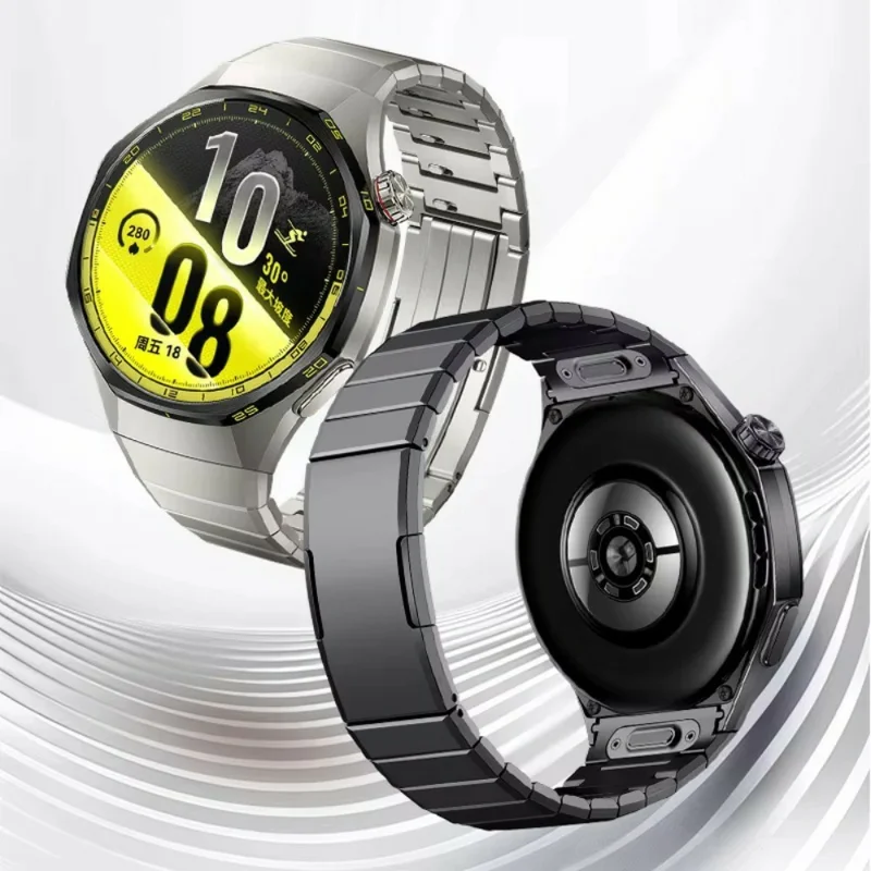 For Huawei Watch 6 Pro 46mm Band Quick Release Links Button Spring Bar Titanium Alloy Watch Strap - Black