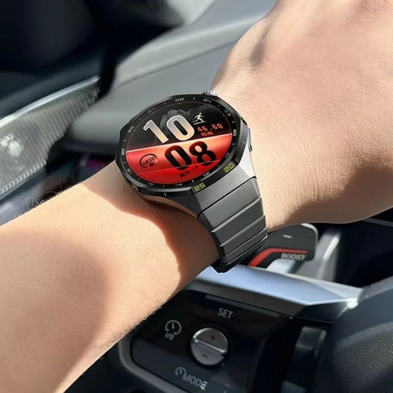 For Huawei Watch 6 Pro 46mm Band Quick Release Links Button Spring Bar Titanium Alloy Watch Strap - Black
