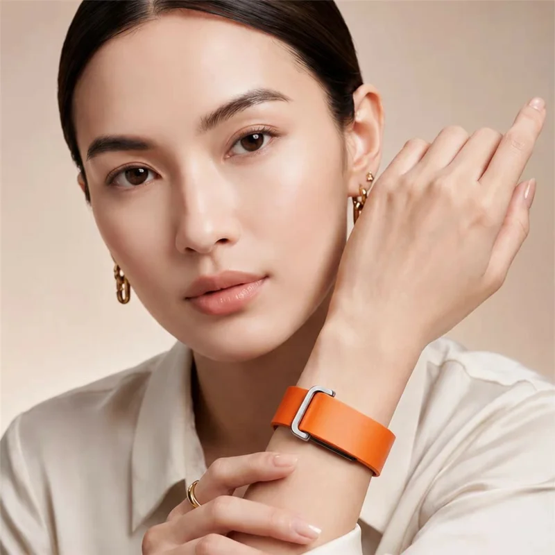 För Google Fitbit Air Riktigt Nappaläder Klockband PC-ram Byte Armband - Orange