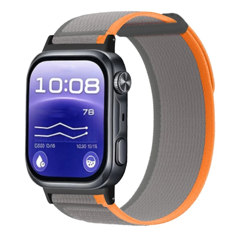 For Huawei Watch D3 Nylon Watch Strap Adjustable Replacement Wrist Band - Orange  /  Grey