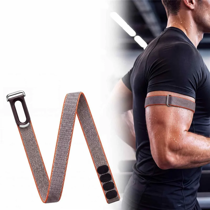 Banda de Tejido de Nailon para Google Fitbit Air, Correa Ajustable Transpirable con Cierre de Velcro para el Brazo (Versión Estándar) - Gris Naranja
