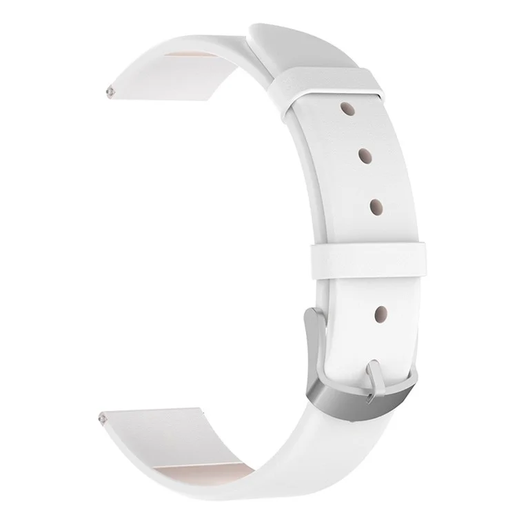 20mm Genuine Leather Smart Watch Band for Samsung Galaxy Watch6 40mm 44mm / Watch6 Classic 43mm 47mm / Watch 5 40mm 44mm / 5 Pro 45mm / Watch4 40mm 44mm - White