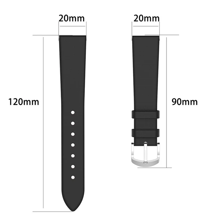 20mm Genuine Leather Smart Watch Band for Samsung Galaxy Watch6 40mm 44mm / Watch6 Classic 43mm 47mm / Watch 5 40mm 44mm / 5 Pro 45mm / Watch4 40mm 44mm - White