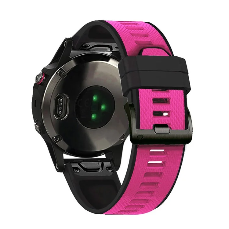 Für Garmin Fenix 6 / Fenix 5 / Forerunner 945 / Forerunner 935 / MARQ Dual Color Watch Band 22mm Soft Silicone Replacement Band Strap Accessory - Pink / Black