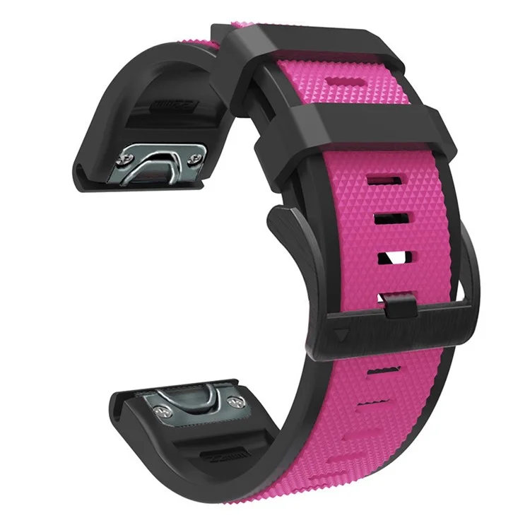 Für Garmin Fenix 6 / Fenix 5 / Forerunner 945 / Forerunner 935 / MARQ Dual Color Watch Band 22mm Soft Silicone Replacement Band Strap Accessory - Pink / Black