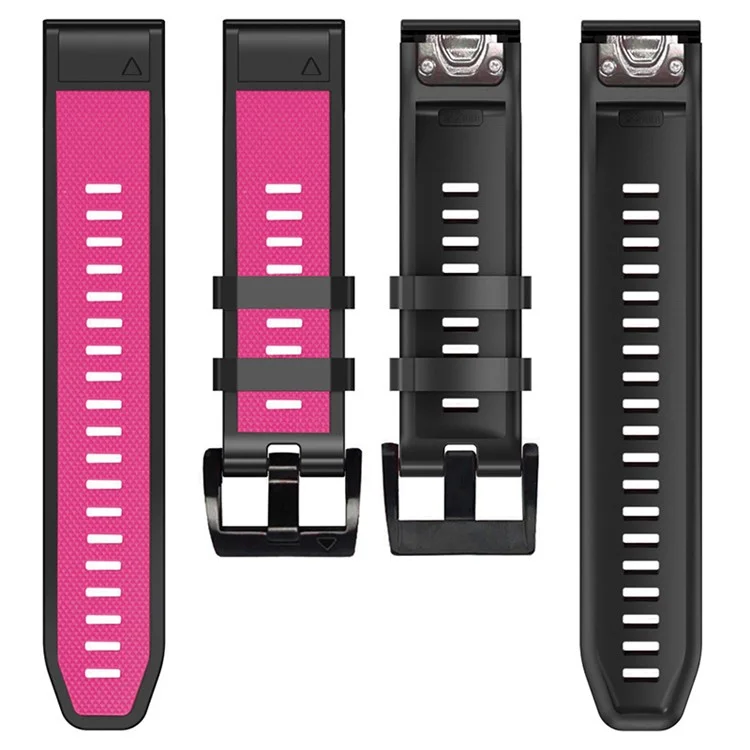 Für Garmin Fenix 6 / Fenix 5 / Forerunner 945 / Forerunner 935 / MARQ Dual Color Watch Band 22mm Soft Silicone Replacement Band Strap Accessory - Pink / Black