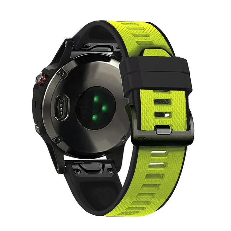 Für Garmin Fenix ​​6 / Fenix ​​5 / Forerunner 945 / Forerunner 935 / Marq Dual Color Watch Band 22mm Soft Silicon Ersatzbandgurt Accessoire - Limette / Schwarz