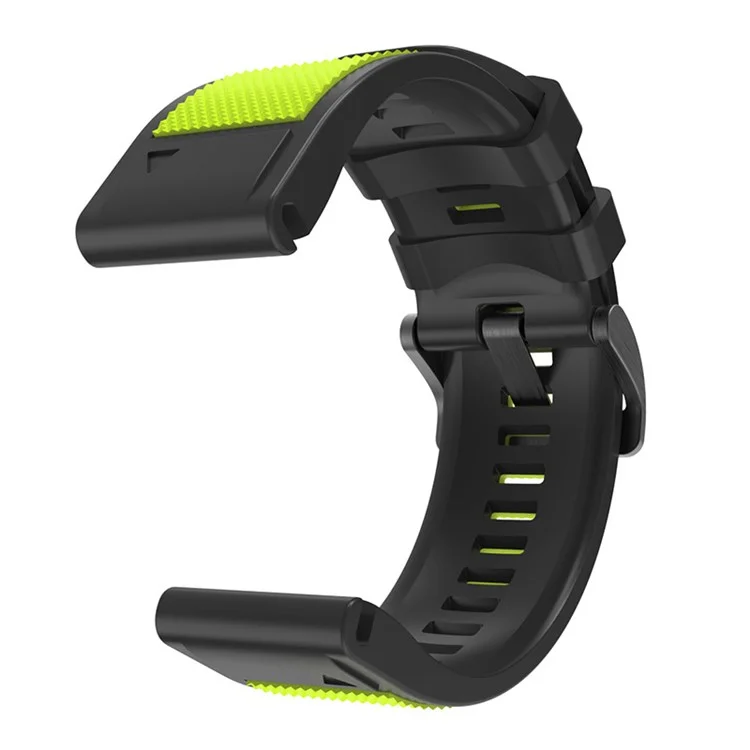 Für Garmin Fenix ​​6 / Fenix ​​5 / Forerunner 945 / Forerunner 935 / Marq Dual Color Watch Band 22mm Soft Silicon Ersatzbandgurt Accessoire - Limette / Schwarz