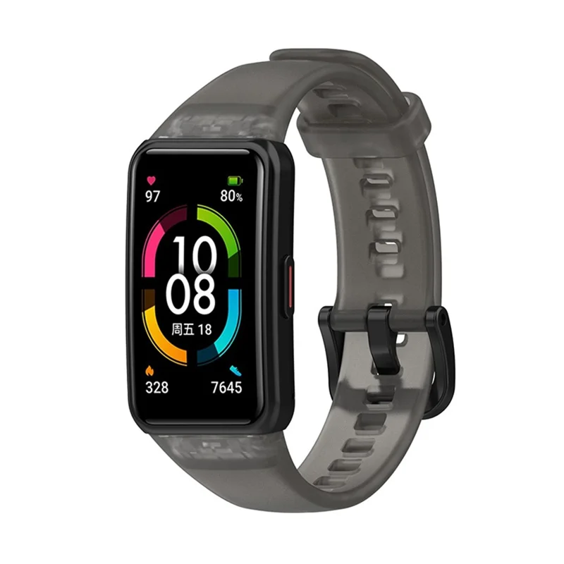 Przezroczyste wodoodporne paski z TPW do wymiany na zegarki Huawei Band 6 / Honor Band 6 – przezroczysty czarny