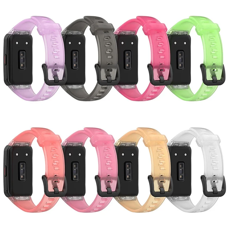 Przezroczyste wodoodporne paski z TPW do wymiany na zegarki Huawei Band 6 / Honor Band 6 – przezroczysty czarny