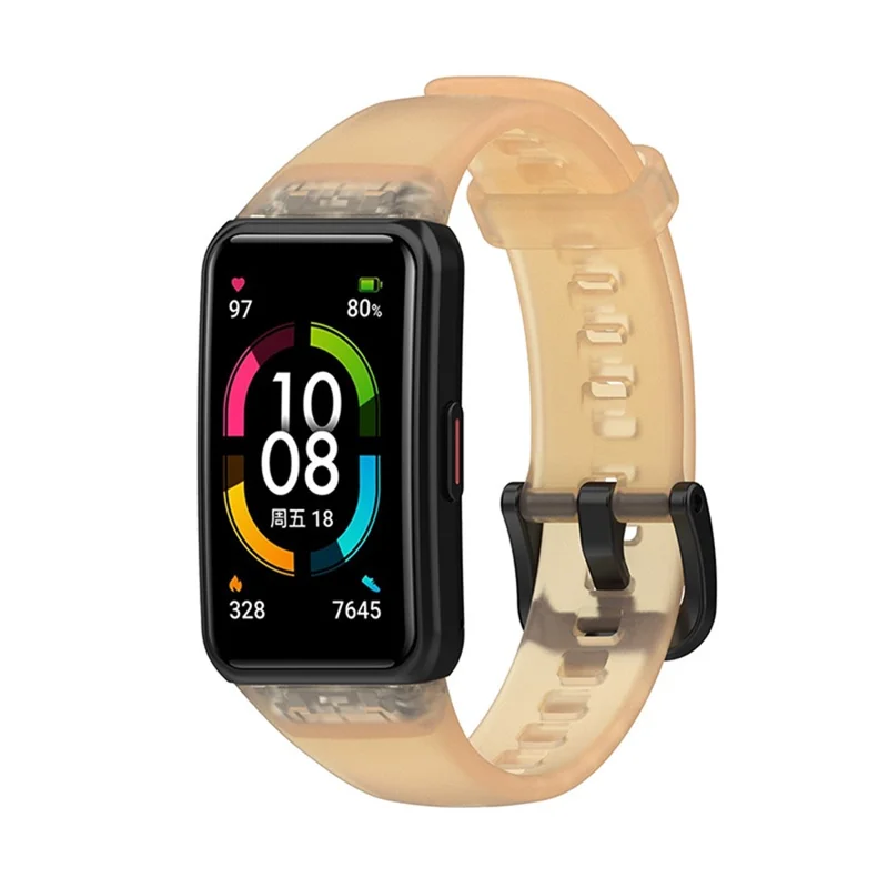 Transparent Waterproof TPU Replacement Strap Watch Bands for Huawei Band 6 / Honor Band 6 - Transparent Orange