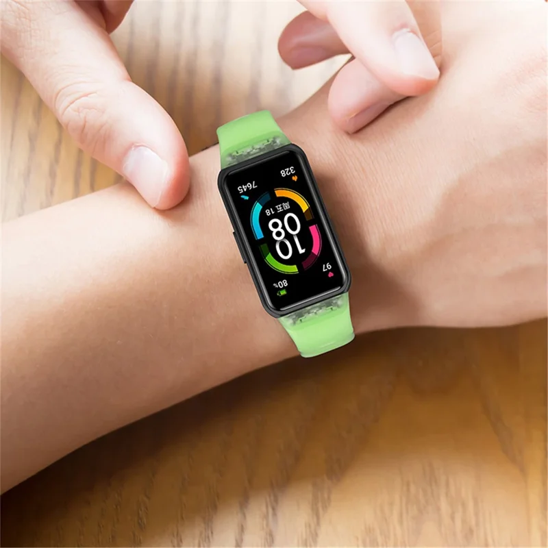 Transparent Waterproof TPU Replacement Strap Watch Bands for Huawei Band 6 / Honor Band 6 - Transparent Orange