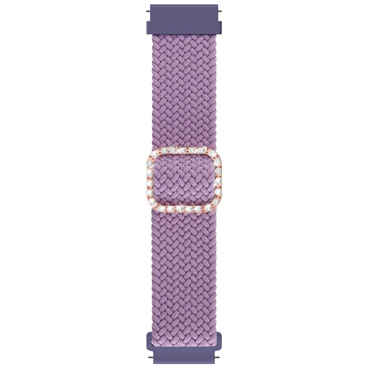 22mm Nylon Braided Adjustable Watchband Rhinestone Buckle Watch Strap for Samsung Gear S3 Classic/S3 Frontier/Galaxy Watch 46mm - Purple
