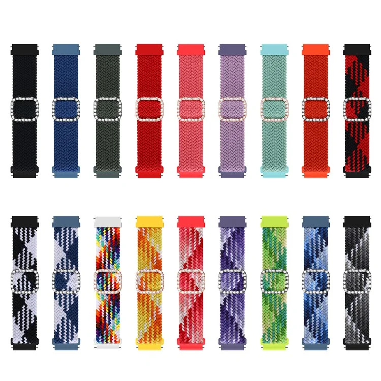 22mm Nylon Braided Adjustable Watchband Rhinestone Buckle Watch Strap for Samsung Gear S3 Classic/S3 Frontier/Galaxy Watch 46mm - Purple