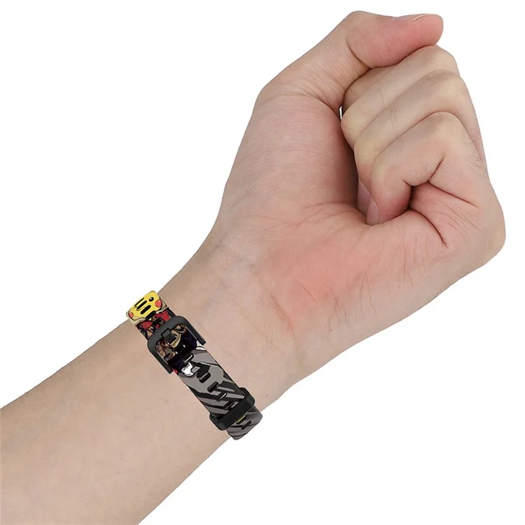 Стильный принтованный силиконовый сменный ремешок для умных часов Huawei Band 6 / Honor Band 6 - коричневый леопард
