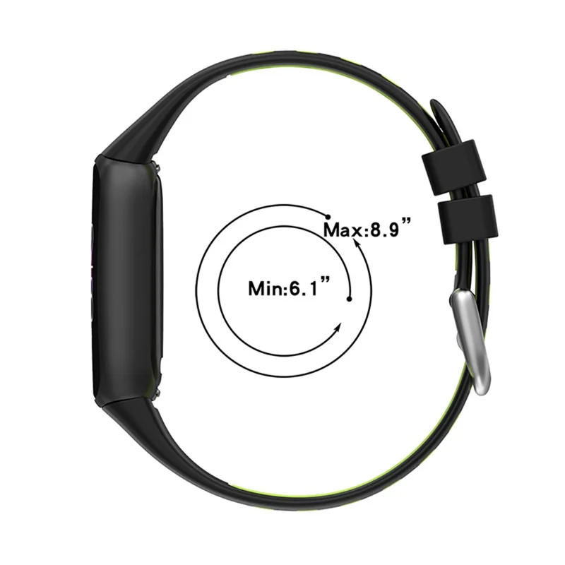 Cinturino di ricambio in silicone bicolore da 15,4 mm, traspirante, morbido, regolabile, impermeabile per Fitbit Luxe/Special Edition - Nero