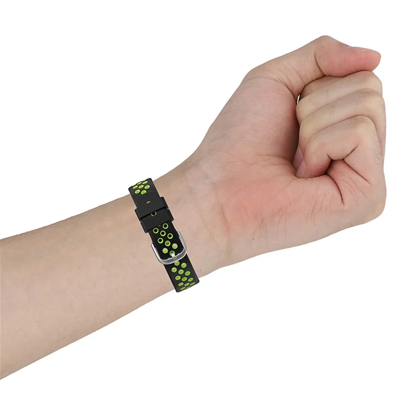 Cinturino di ricambio in silicone bicolore da 15,4 mm, traspirante, morbido, regolabile, impermeabile per Fitbit Luxe/Special Edition - Nero