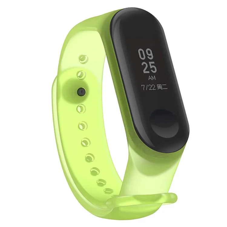 Translucent Silicone Smart Watch Strap Replacement Watchband for Xiaomi Mi Band 3/4 - Transparent Green