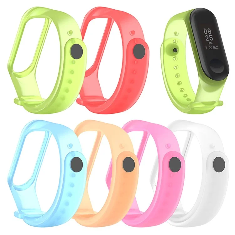 Translucent Silicone Smart Watch Strap Replacement Watchband for Xiaomi Mi Band 3/4 - Transparent Green