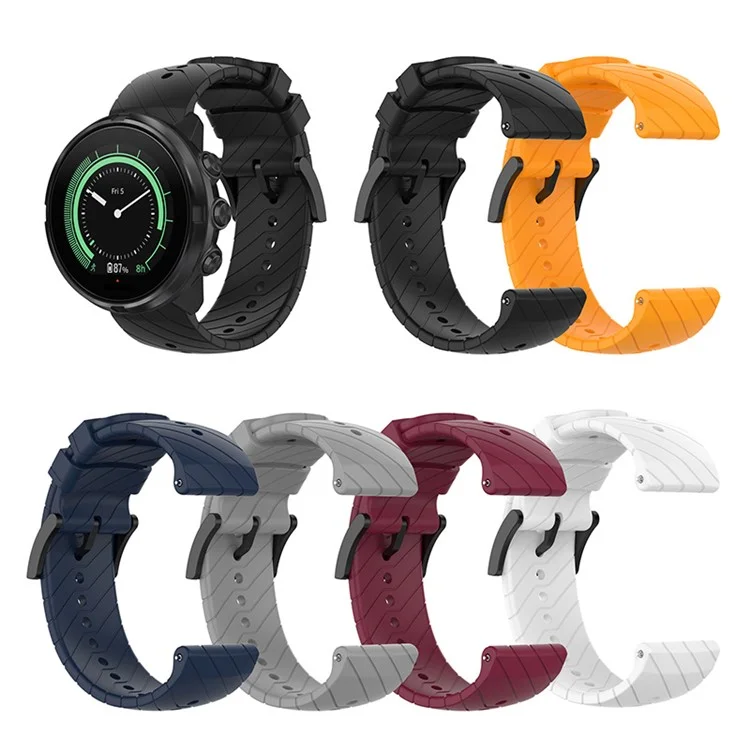 24mm Twill Texture Silicone Replacement Adjustable Smartwatch Strap Sport Band for Suunto 9 / 9 Baro / D5 / 9 Copper - Midnight Blue
