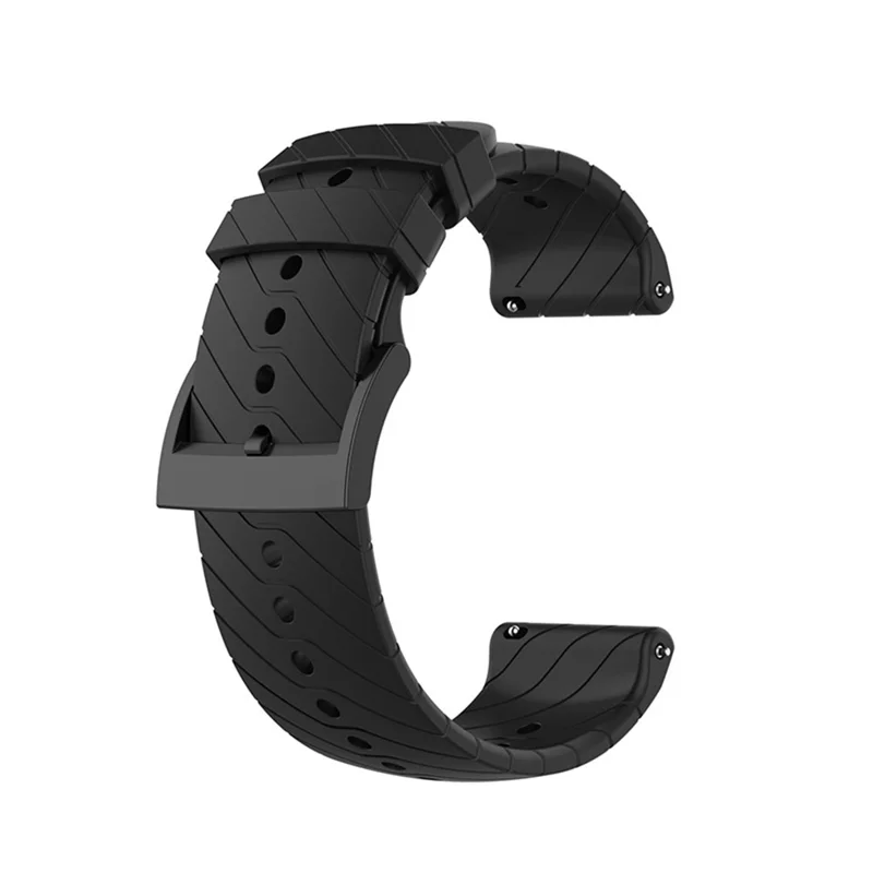 24mm Twill Texture Silicone Replacement Adjustable Smartwatch Strap Sport Band for Suunto 9 / 9 Baro / D5 / 9 Copper - Black