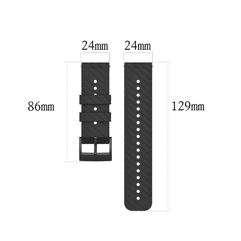 24mm Twill Texture Silicone Replacement Adjustable Smartwatch Strap Sport Band for Suunto 9 / 9 Baro / D5 / 9 Copper - Black