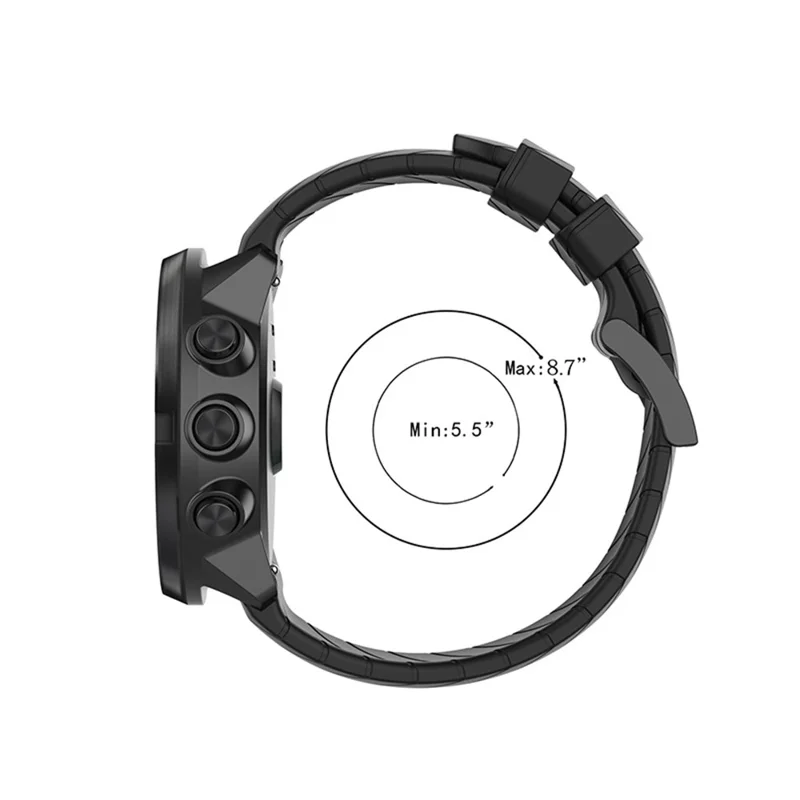 24mm Twill Texture Silicone Replacement Adjustable Smartwatch Strap Sport Band for Suunto 9 / 9 Baro / D5 / 9 Copper - Black