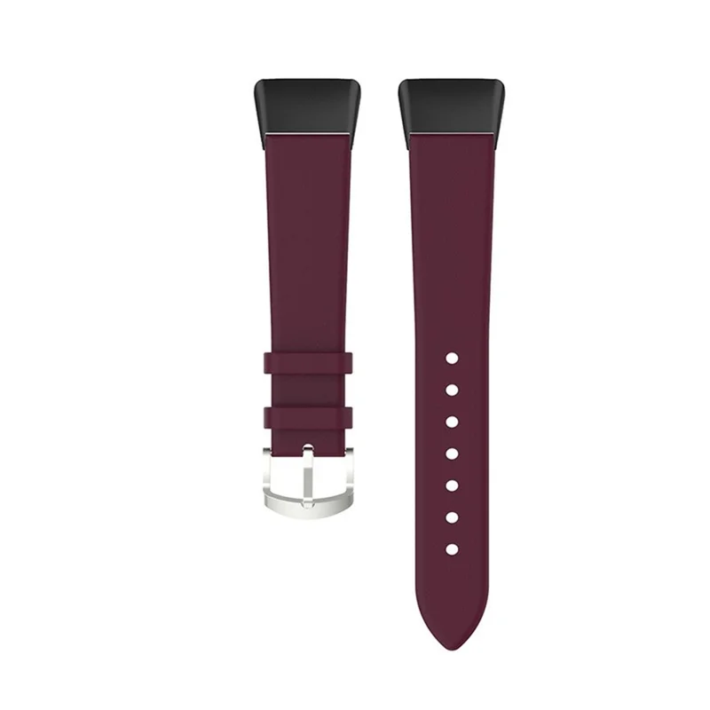Top Layer Genuine Leather Quick Release Watch Band Strap Replacement for Huawei Band 6/Honor Band 6 - Wine Red