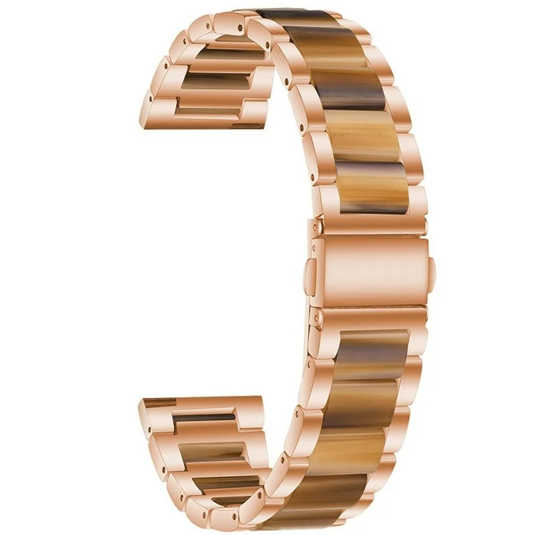 20mm Three Beads Stainless Steel Resin Strap for Samsung Galaxy Watch6 40mm 44mm / Watch6 Classic 43mm 47mm / Watch 5 40mm 44mm / 5 Pro 45mm / Watch4 40mm 44mm - Rose Gold / Honey