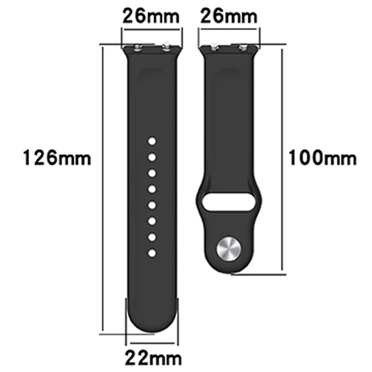 26mm Silicone Watch Bands Quick Release Replacement Straps for Meizu Watch - Black