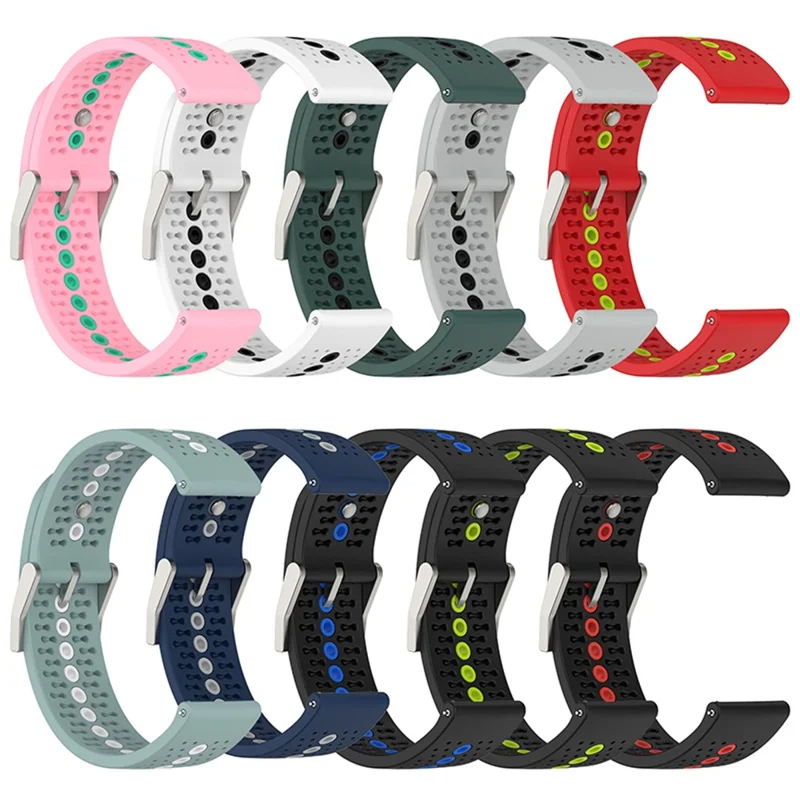 22mm Dual Color Watch Bands Waterproof Adjustable Soft Silicone Replacement Straps for Suunto 9 Speak / Suunto Run - Black / Orange