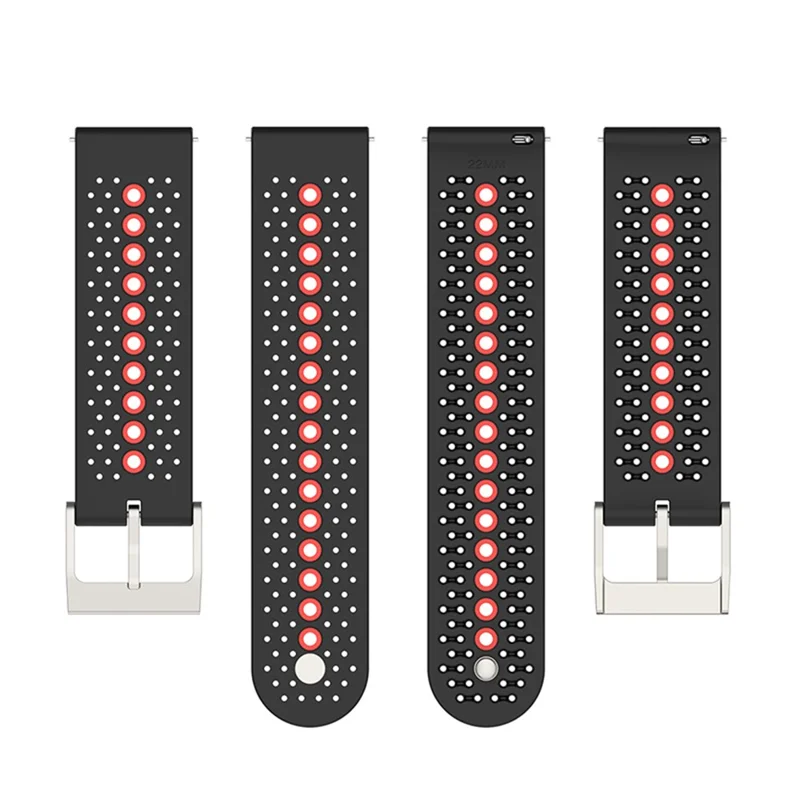 22mm Dual Color Watch Bands Waterproof Adjustable Soft Silicone Replacement Straps for Suunto 9 Speak / Suunto Run - Black / Orange