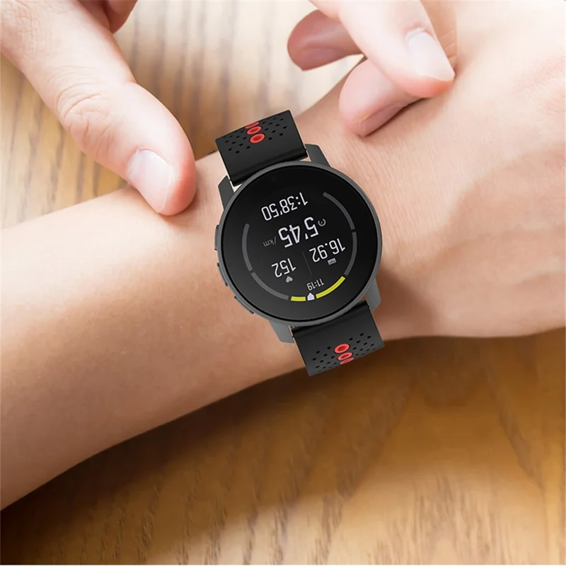 22mm Dual Color Watch Bands Waterproof Adjustable Soft Silicone Replacement Straps for Suunto 9 Speak / Suunto Run - Black / Orange