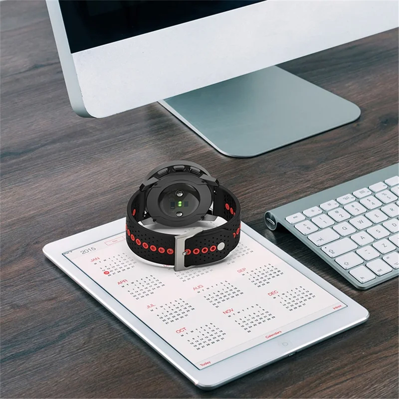 22mm Dual Color Watch Bands Waterproof Adjustable Soft Silicone Replacement Straps for Suunto 9 Speak / Suunto Run - Black / Orange