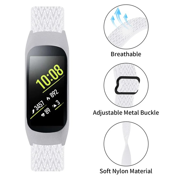 Reemplazo de Correa de Pulsera de Bucle de Nylon de Muñeca Elástica Ajustable Para la Muñeca Suave Para Samsung Galaxy Fit-e R375 - Blanco