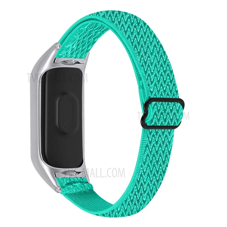 Nylon Watch Band Replacement Adjustable Braided Elastic Sport Loop Strap for Xiaomi Mi Band 5 - Mint Green