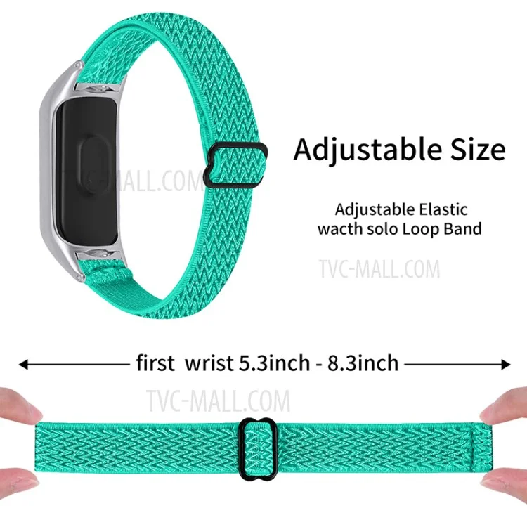 Nylon Watch Band Replacement Adjustable Braided Elastic Sport Loop Strap for Xiaomi Mi Band 5 - Mint Green