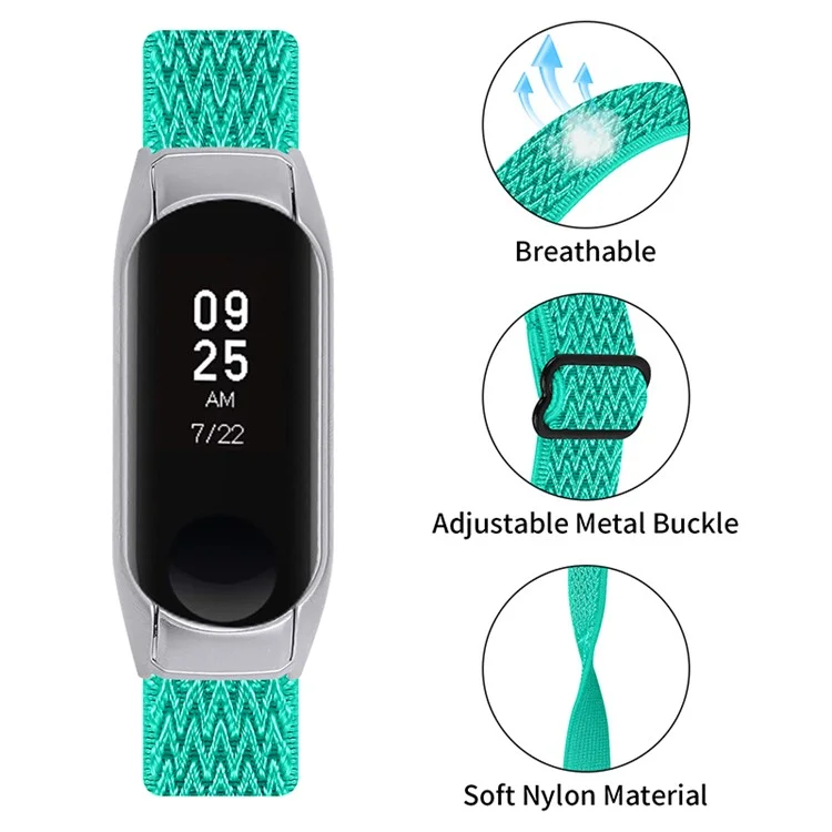 Braided Nylon Strap Watch Band Adjustable Elastic Solo Sports Loop Bracelet for Xiaomi Mi Band 4 / 3 - Mint Green