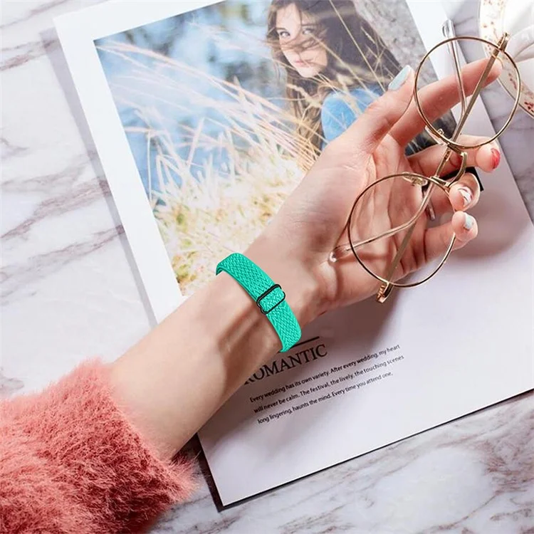 Braided Nylon Strap Watch Band Adjustable Elastic Solo Sports Loop Bracelet for Xiaomi Mi Band 4 / 3 - Mint Green