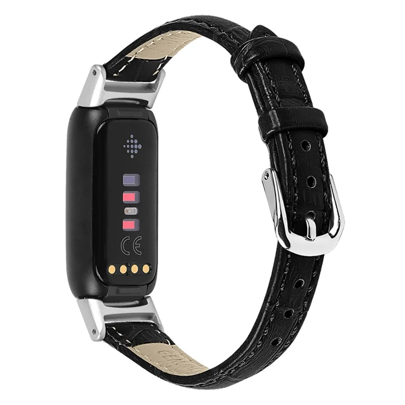 Krokodillederimitat Echtes Leder Ersatz-Armband einstellbar für Fitbit Luxe - Schwarz