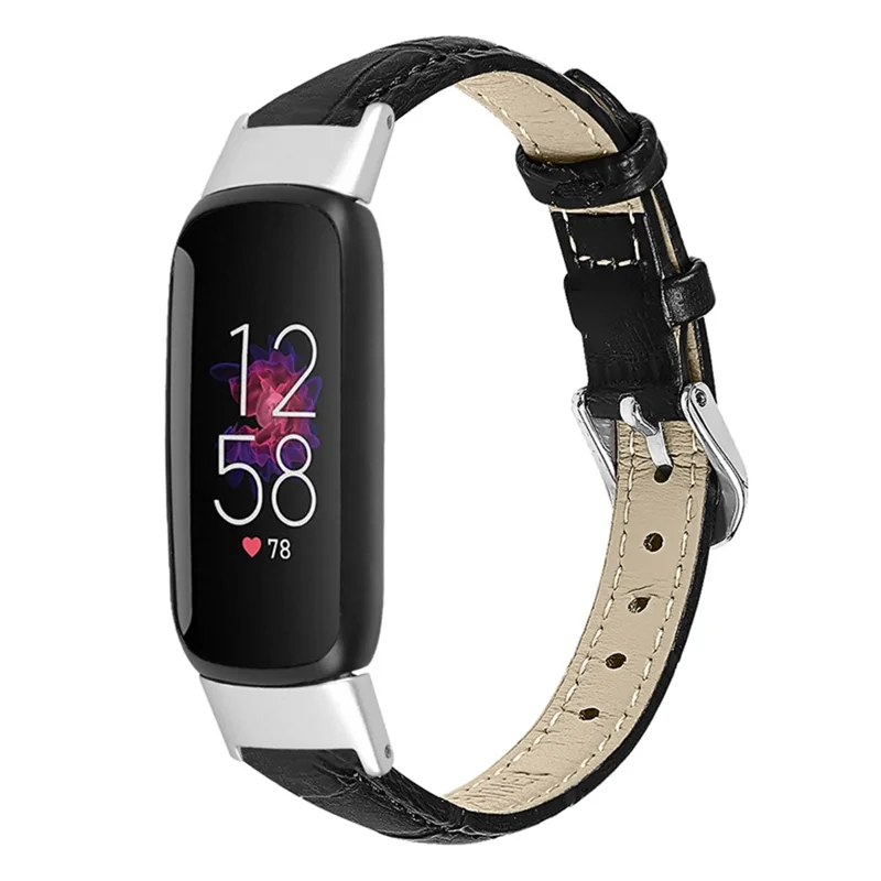 Krokodillederimitat Echtes Leder Ersatz-Armband einstellbar für Fitbit Luxe - Schwarz