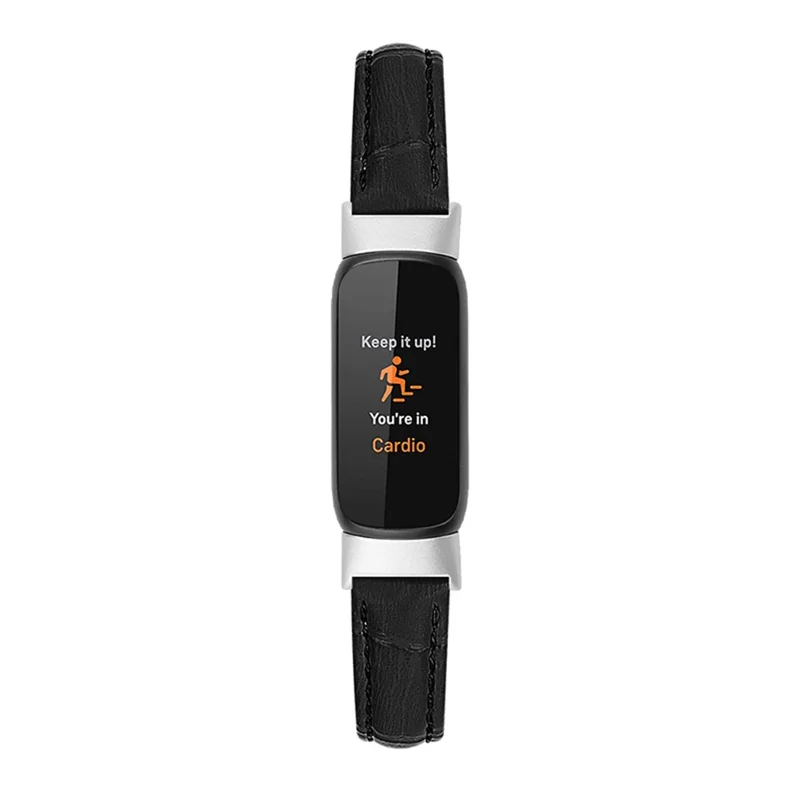 Krokodillederimitat Echtes Leder Ersatz-Armband einstellbar für Fitbit Luxe - Schwarz