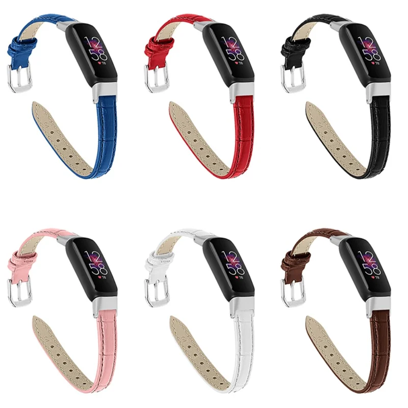 Krokodillederimitat Echtes Leder Ersatz-Armband einstellbar für Fitbit Luxe - Schwarz