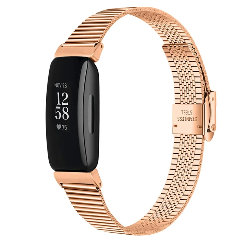 Stylish Stainless Steel Watch Band Replacement Wrist Strap for Fitbit Inspire/Inspire HR - Rose Gold
